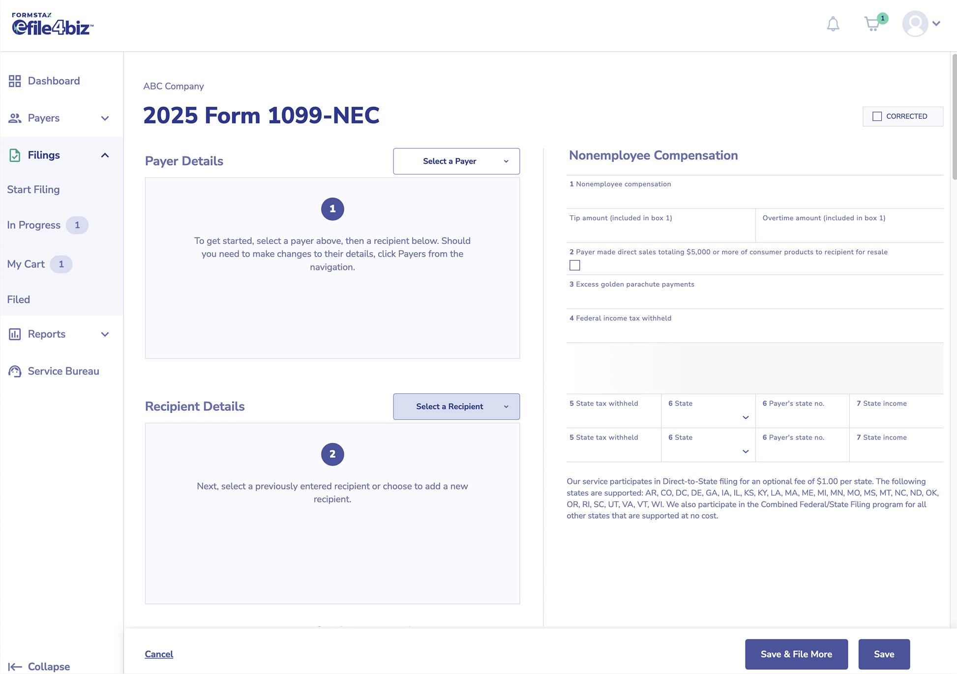 Fill out the on-screen forms